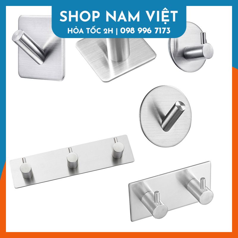 Móc treo đồ, treo khăn nhà tắm dán tường inox 304