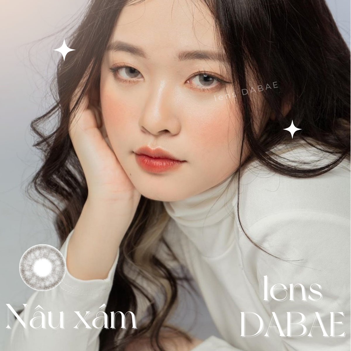 lens mắt cận nâu xám tây nâu pha xám sữa kính áp tròng Hàn Quốc MILK DABAE