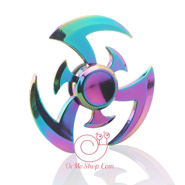 Con quay Finger Spinner 3 cánh nhọn tròn phản quang kim loại