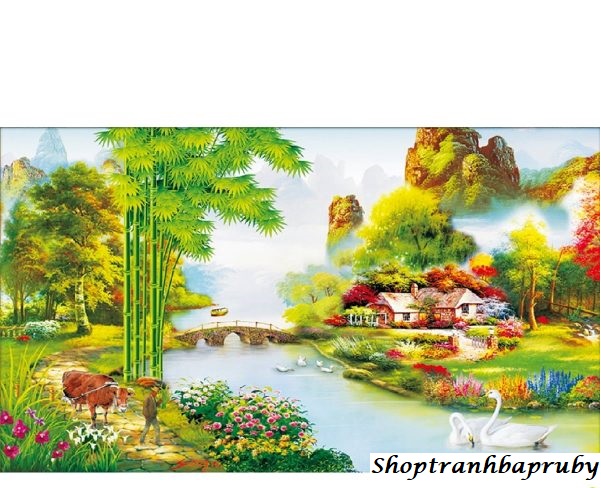 [HCM]Tranh đính đá phong cảnh Tổ Ấm Hạnh Phúc kích thước nhỏ ✅80×50 cm -️ VS083