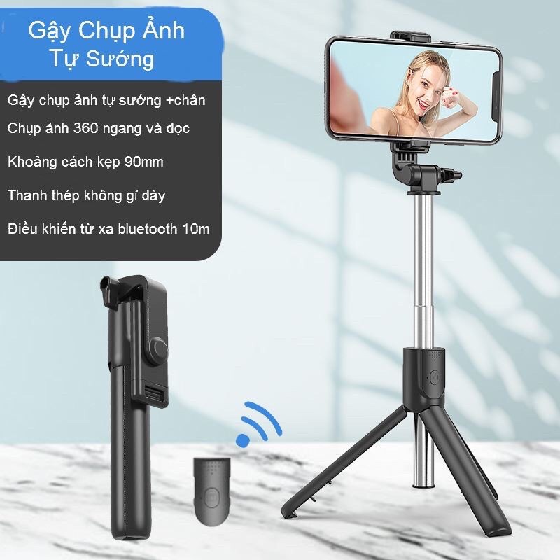 gậy chụp hình tripod 3 chân livestream xoay 360 độ R1 có remote