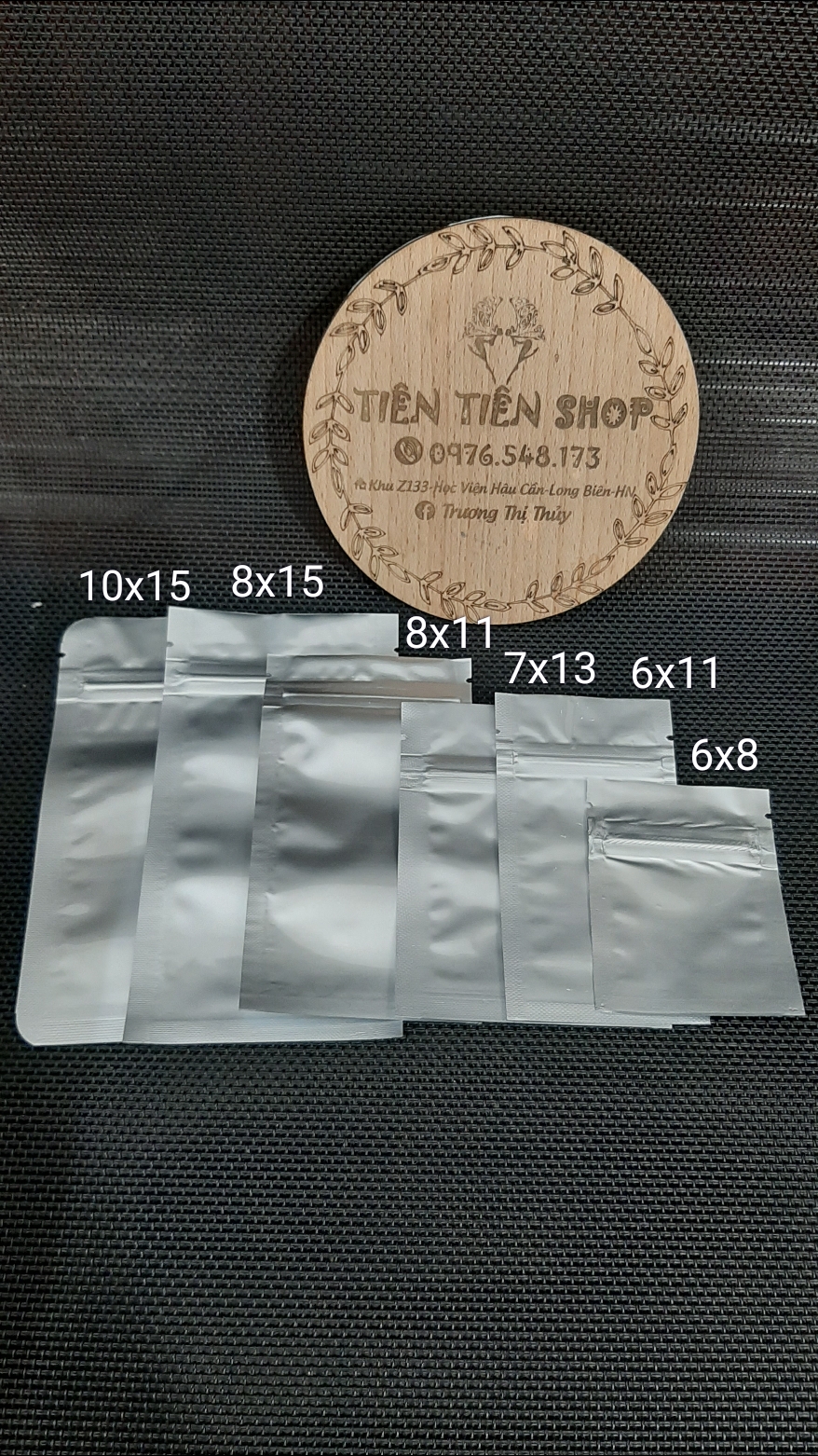 Gói 50c túi zip nhôm 2 mặt bạc chọn size