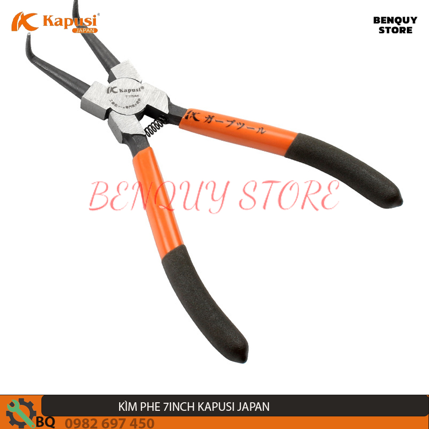 Kìm mở phe ngoài mũi cong 7inch/17,5cm kapusi japan - kìm bóp phe tiêu chuẩn nhật bản. thép cr-v cao cấp.