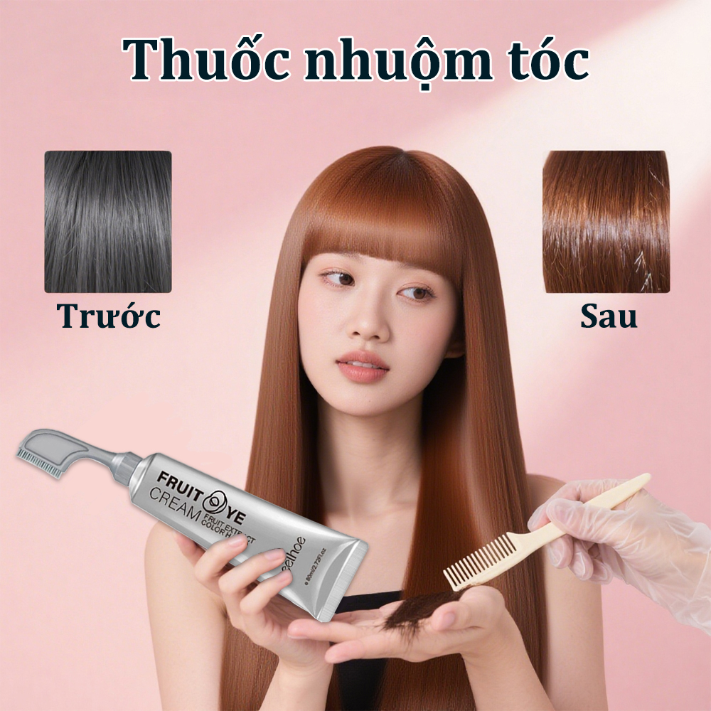  【Trọn Bộ Thuốc Nhuộm Tóc 80ml Màu Nâu Hạt Dẻ - Lên Màu Chuẩn Tự Nhuộm Tại Nhà Cực Dễ 