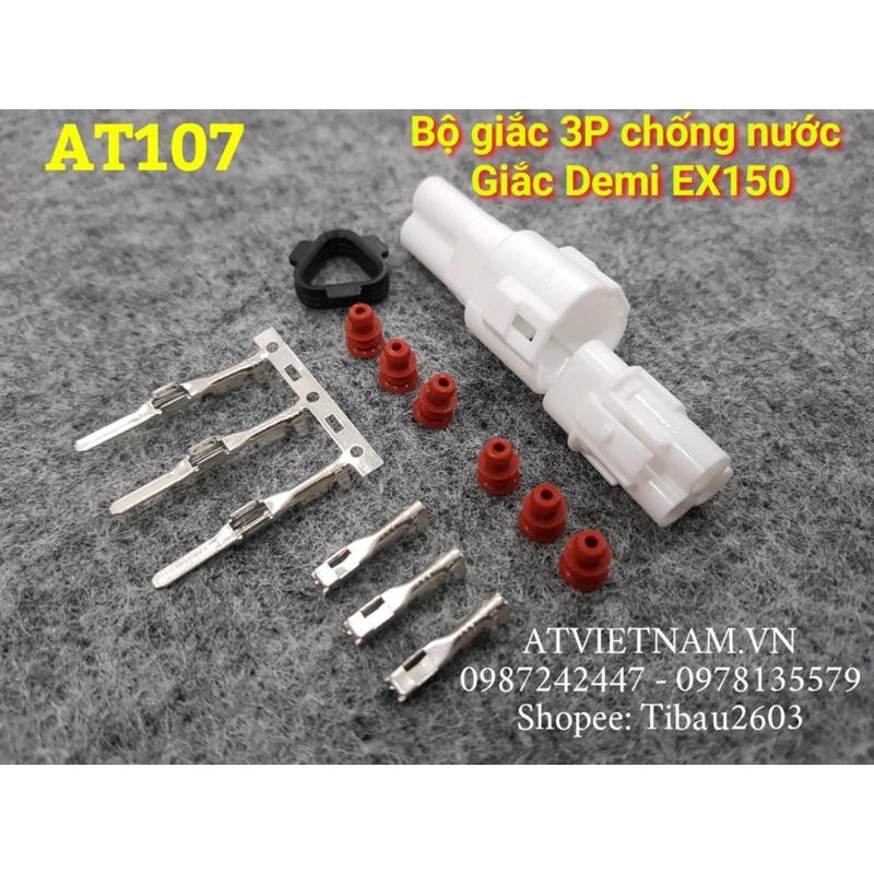 Bộ giắc chống nước 3p 2.2, bộ giắc demi ex 150 - at107