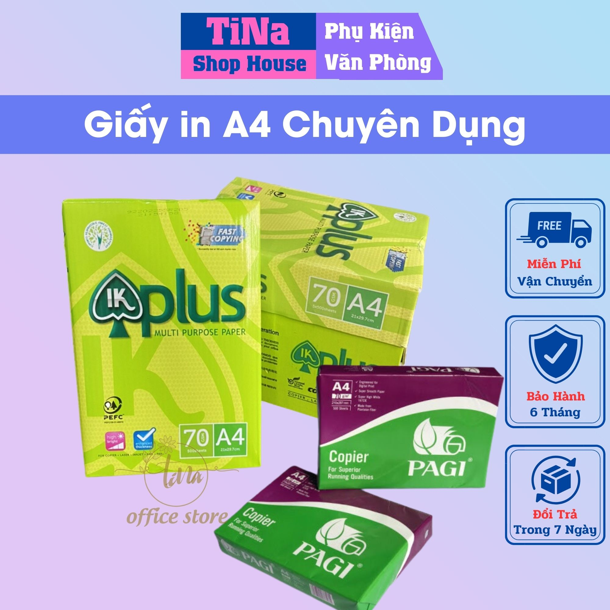 Giấy In A4 A5 IK Plus, PaGi 500 Tờ Tập CAO CẤP, Giấy A4