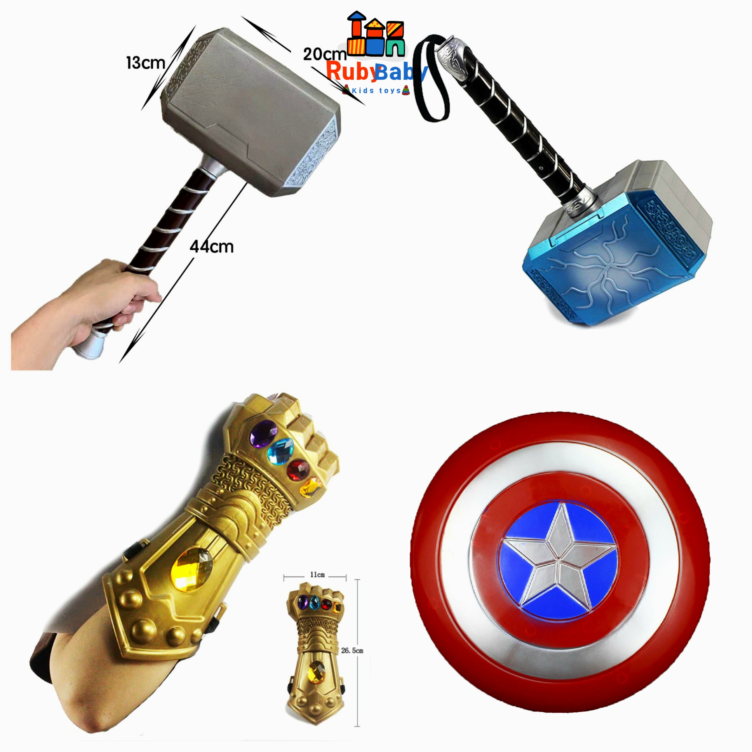 Búa thor trang trí ô tô, Khiên Captain America, búa Thor đồ chơi trẻ em, đồ chơi siêu anh hùng Avengers