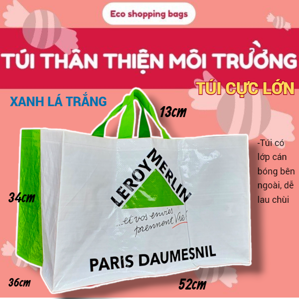HAI QUAI - TÚI SIÊU THỊ, THÂN THIỆN MÔI TRƯỜNG, ECO SHOPPING BAG, BỀN, ĐỰNG ĐỒ NẶNG, SIZE LỚN, TÚI PP DỆT