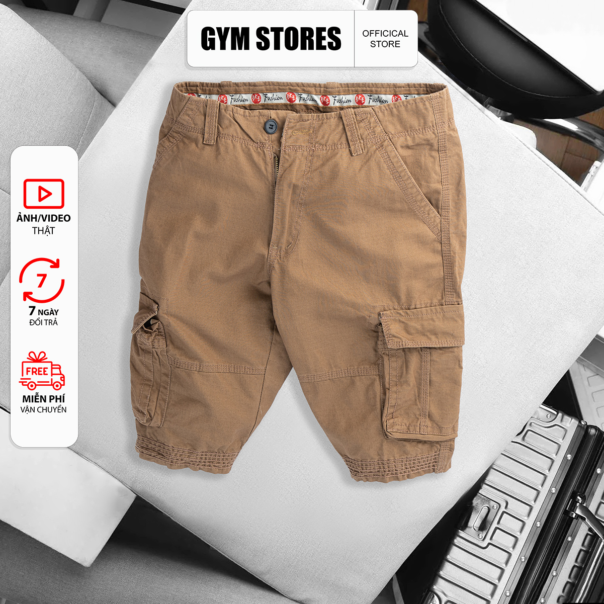 QUẦN SHORT NAM KAKI TÚI HỘP CAO CẤP TÚI VUÔNG FROM SUÔNG HV668