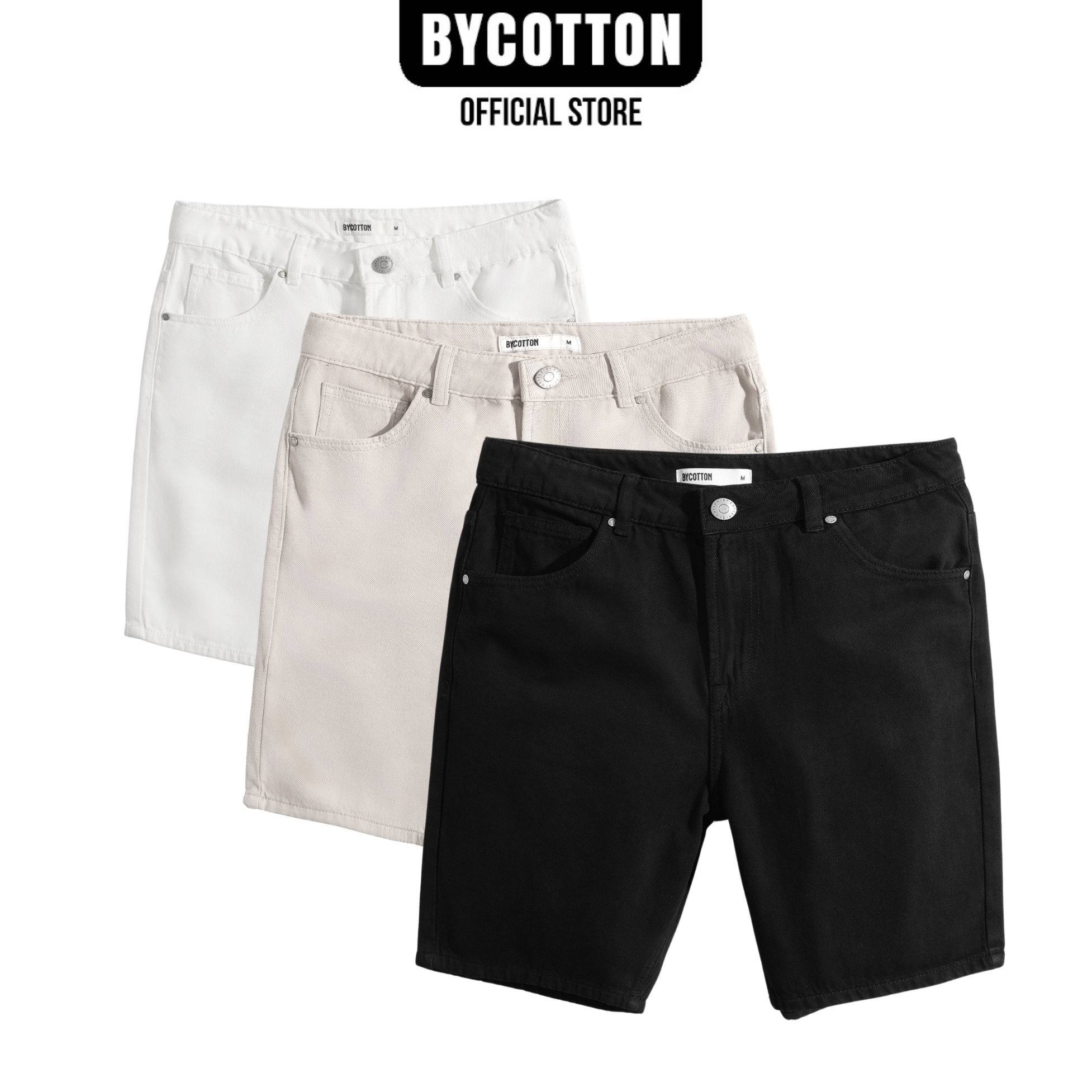 Quần Short Jeans Nam Cao Cấp 3 Màu Đen - Trắng - Be BY COTTON