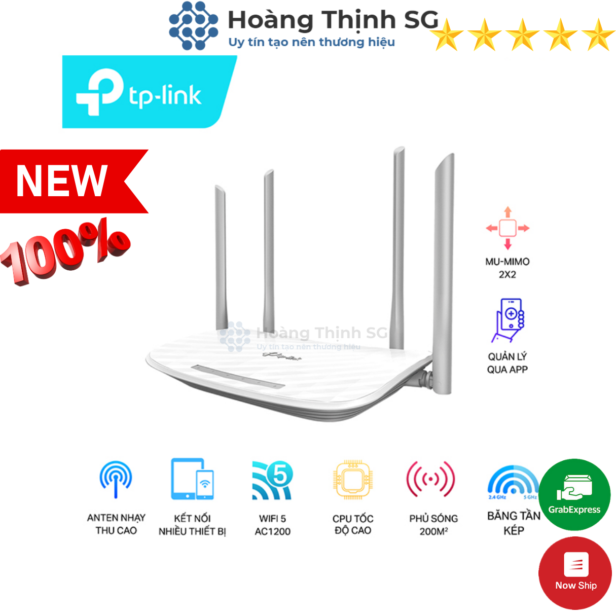 Bộ Phát Wifi TP-Link Archer C50 Chuẩn AC 1200Mbps - Chính hãng TP-Link - Bảo hành 24 tháng