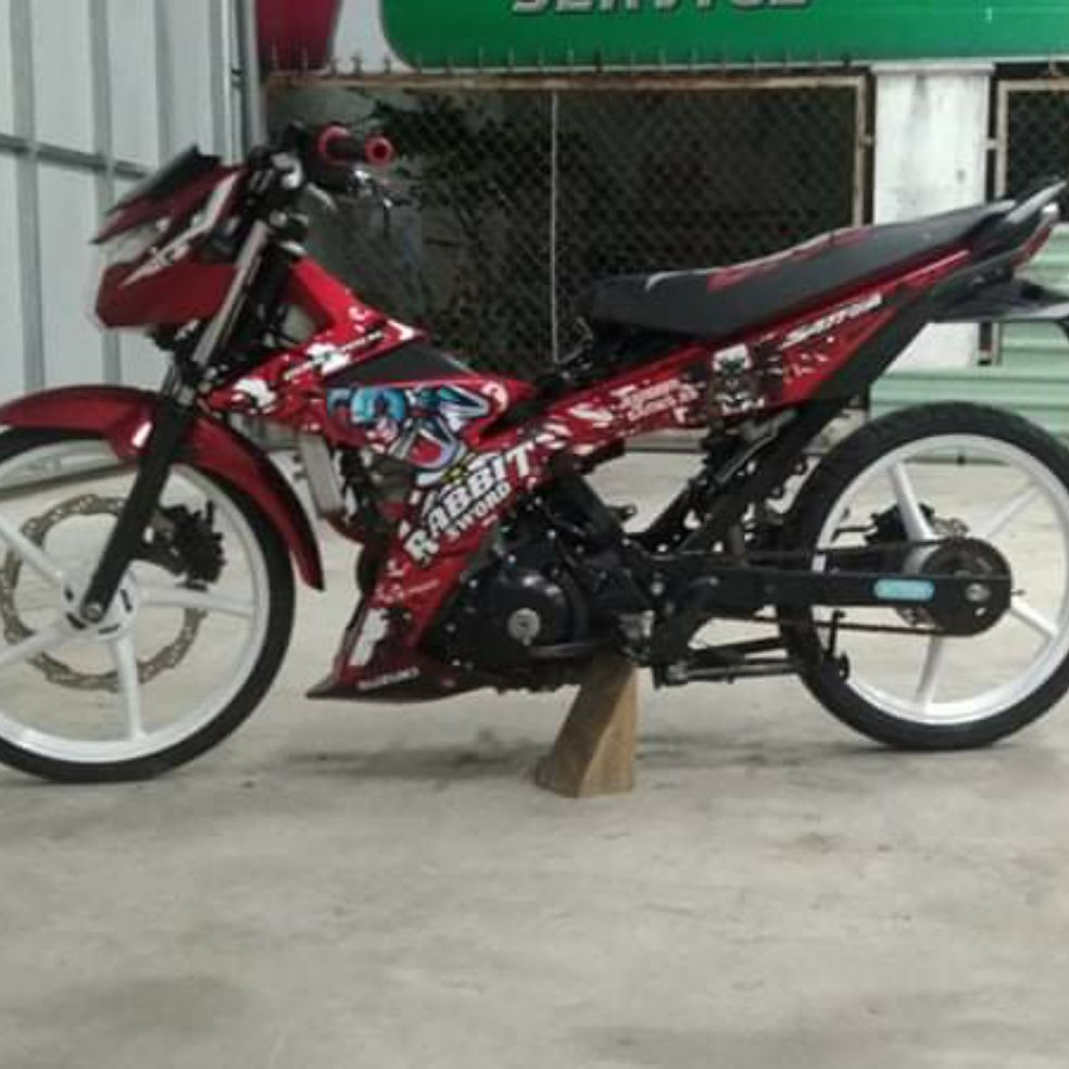 [HCM]tem thỏ rabbit tem rời bản ba lớp dán cho xe satria màu đỏ và nhiều màu khác của xe satria