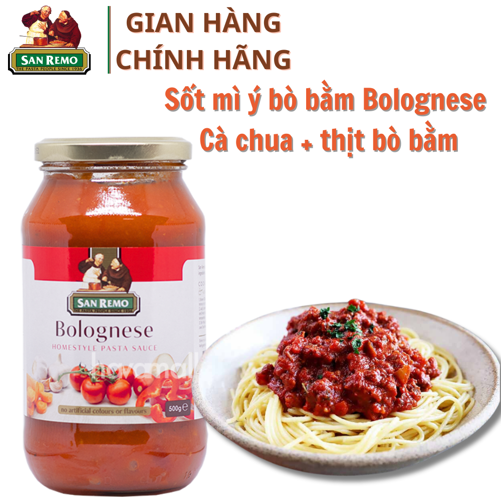 Sốt mì ý vị thịt bò Bolognese thương hiệu San Remo 500g
