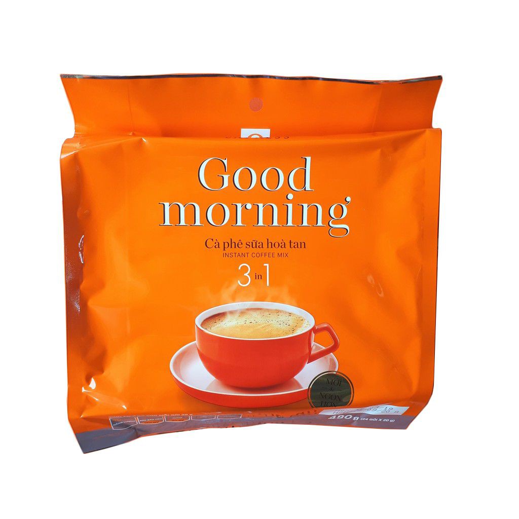 Combo 2 bịch Cafe sữa hòa tan Good Morning 3in1 Trần Quang 480gr/bịch