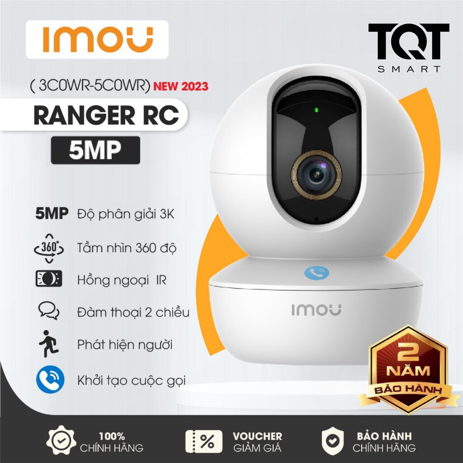 Camera Wifi IMOU RANGER RC 3K 5MP - Chạm Để Gọi Điện Từ Camera Qua App