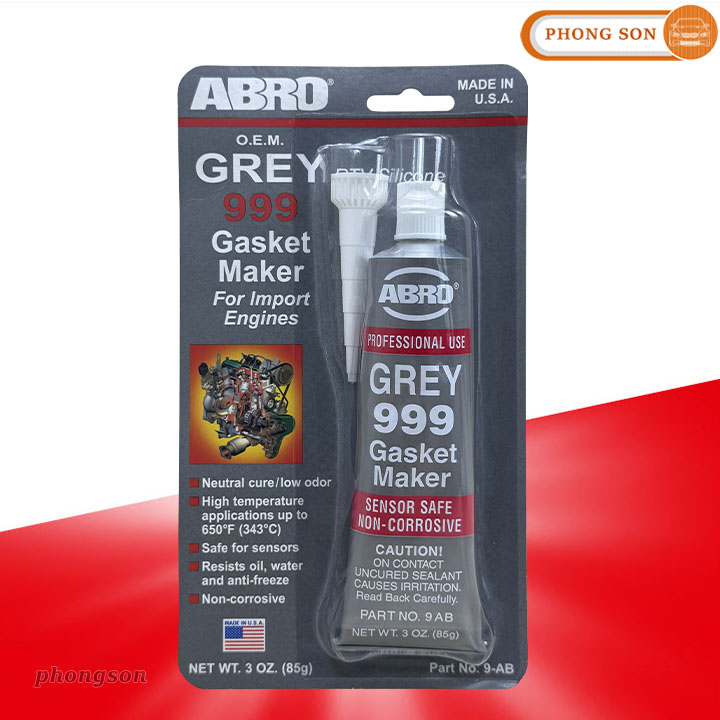 Keo dán gioăng máy màu xám chịu nhiệt Gray 999 Gasket Maker Abro RTV Silicone