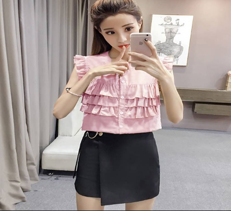 Áo sơ mi nữ phối bèo ngực