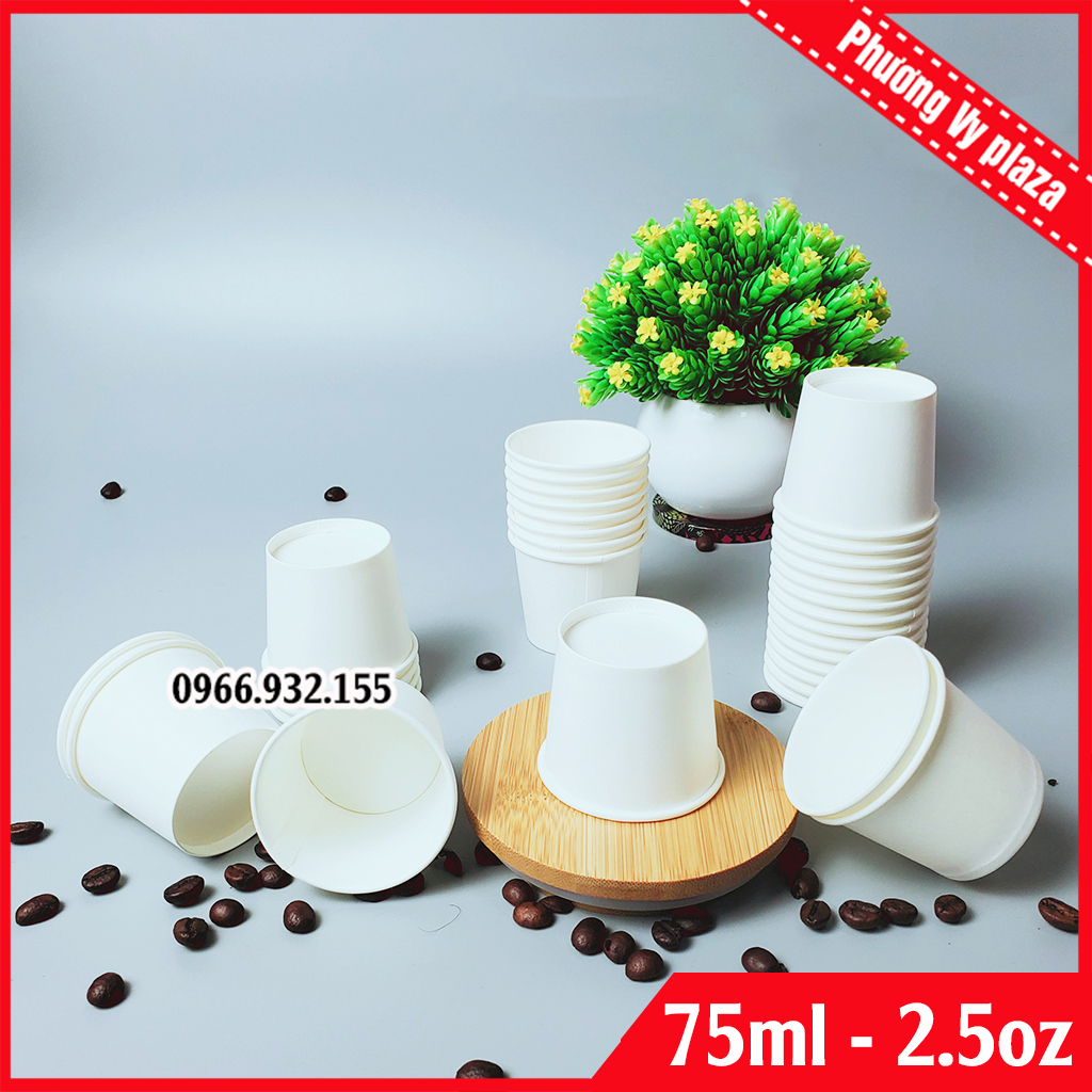 50 Cốc giấy 75ml ~ 2,5oz ly giấy dùng 1 lần NHẬP KHẨU HÀN QUỐC
