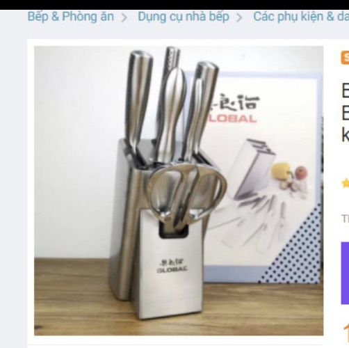 Bộ dao  làm bếp nhật global 7 món Nhật bản hàng bãi - Bộ dao làm bếp có lưỡi dao được làm từ Thép không gỉ Cromova 18