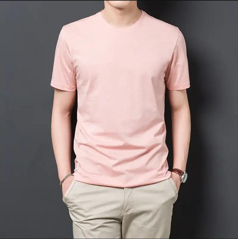 Áo thun trơn VyVy màu hồng tôm size S - 3XL unisex nam nữ.