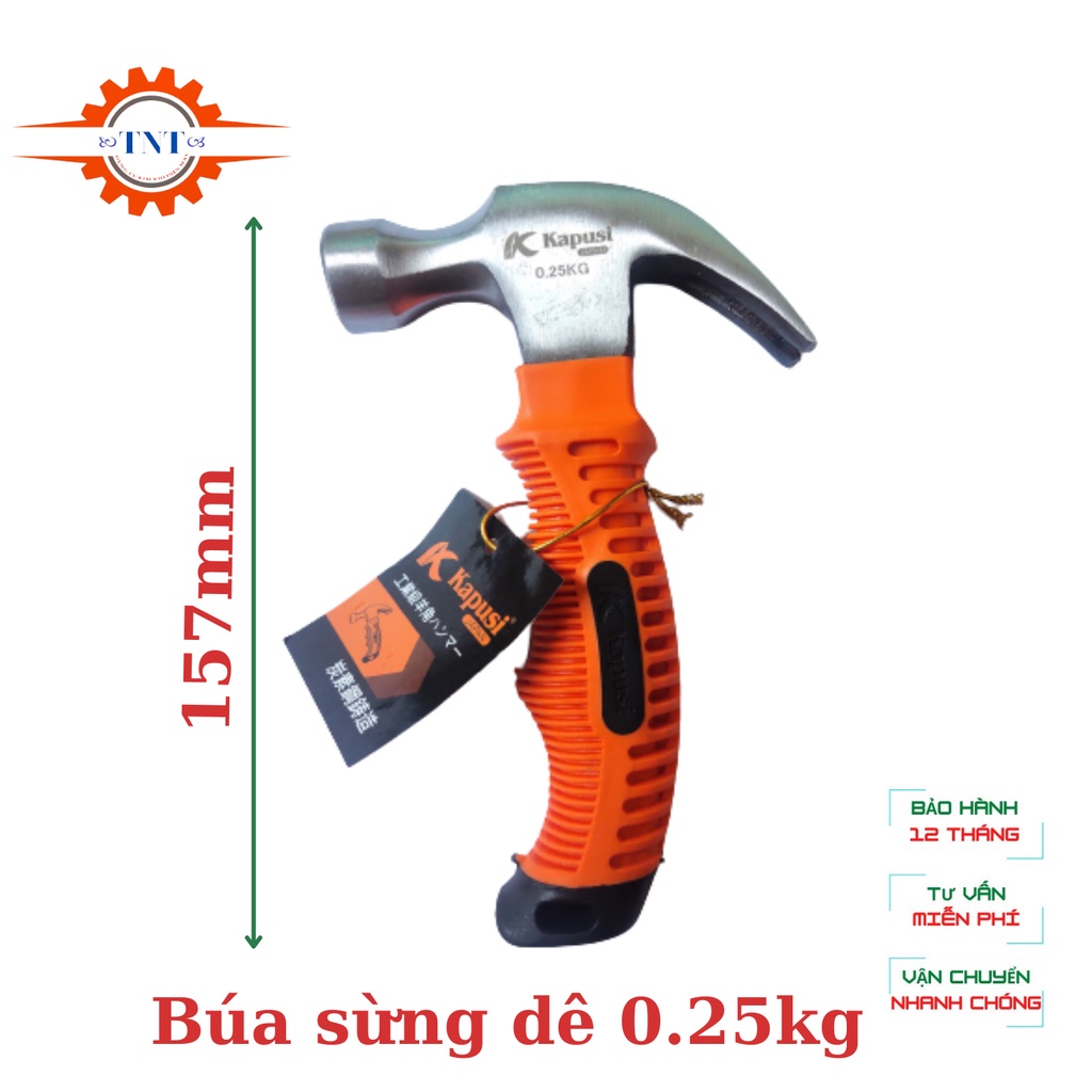Búa nhổ đinh mini cán ngắn đúc liền khối kapusi nhật bản- búa sừng dê nhỏ gọn, tiện dụng