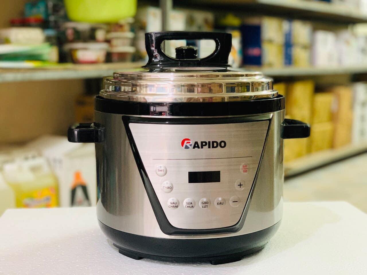 Nồi Áp Suất, Nồi Hầm Điện Ninh Nhừ, Nồi Áp Suất Điện Đa Năng Rapido RPC900-D 5 Lít, Tự Động Xả, Khóa Van An Toàn, Thông Minh Hơn, Hàng Chuẩn Hãng.