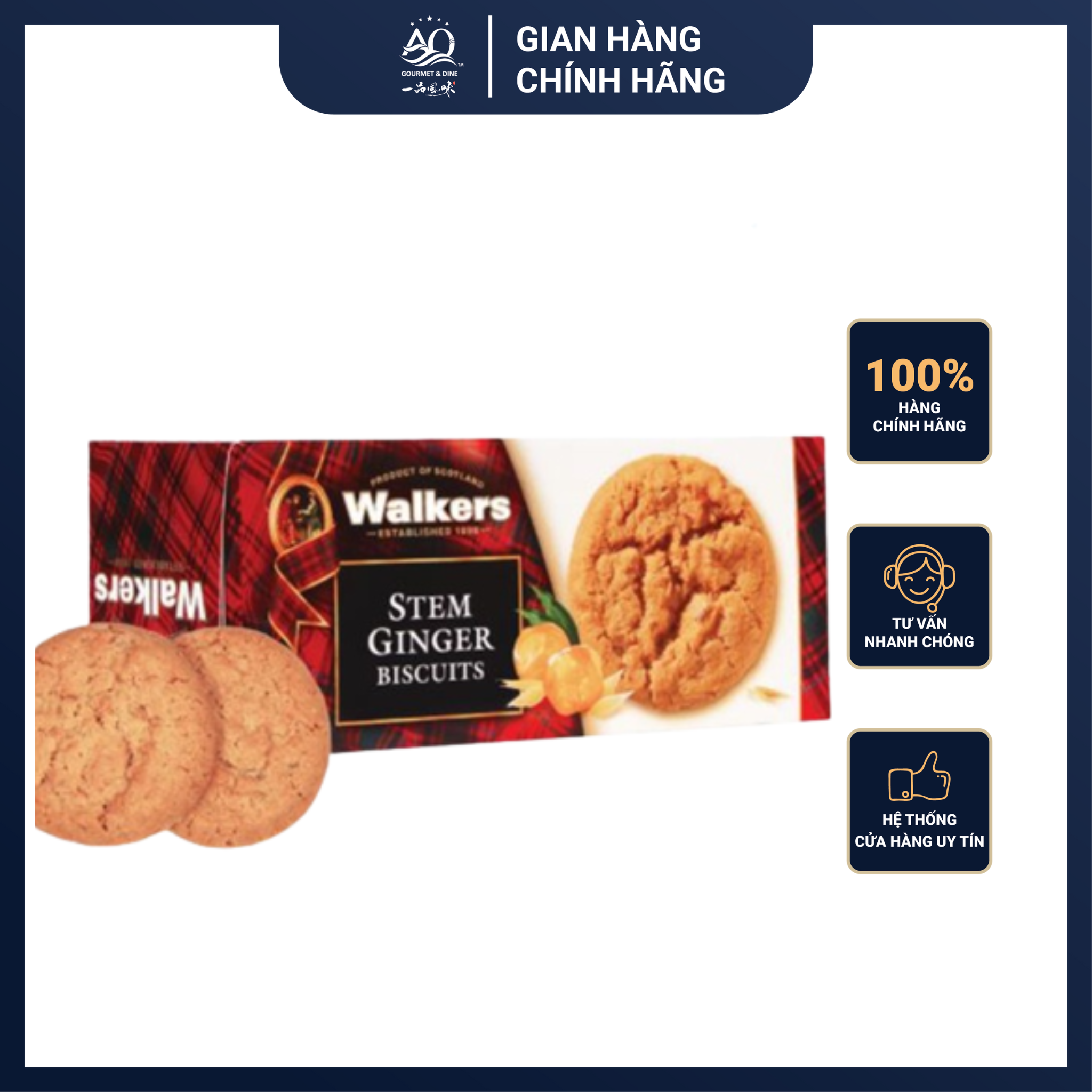 Bánh quy bơ vị gừng hiệu walkers 150g - walkers stem ginger biscuits 150g