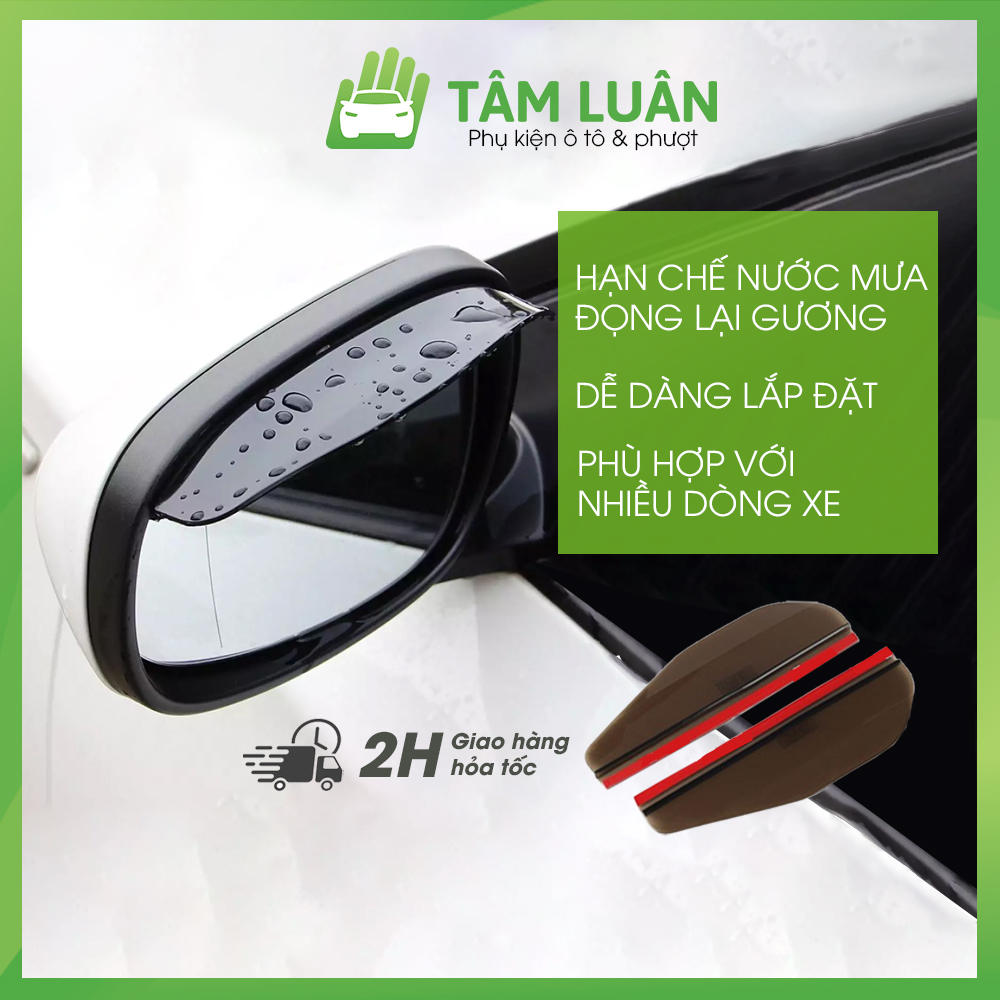 Bộ 2 vè che mưa xe ô tô Tâm Luân gắn gương chiếu hậu, hạn chế nước mưa đọng vào gương, gia tăng tầm nhìn, vè che mưa honda civic, che mưa chiếu hậu, vè che mưa gương chiếu hậu ô tô, ve che mua ôtô