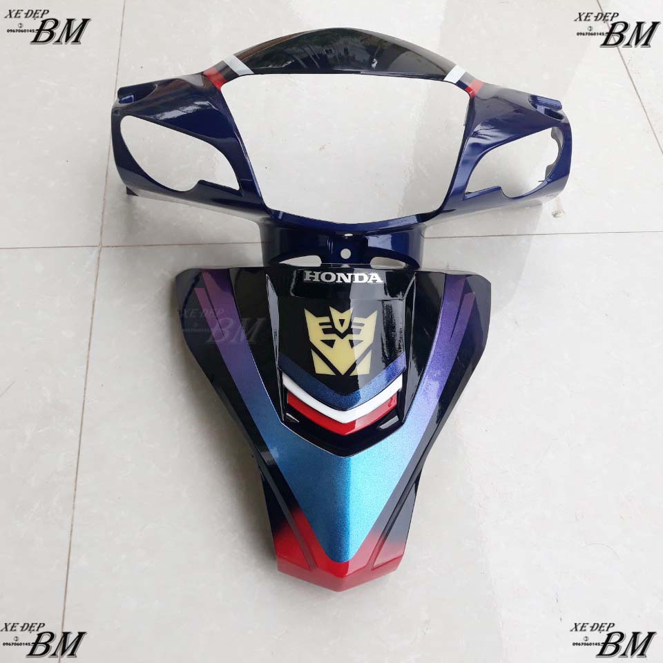 Bộ đôi chi tiết nhựa cho wave xanh đậm sơn tem độ led