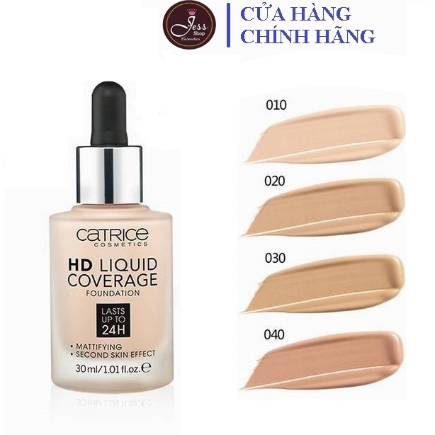 Kem Nền Che Phủ Kiềm Dầu 24H Catrice HD Liquid Coverage Foundation 30ml [HÀNG CTY, CÓ TEM PHỤ]