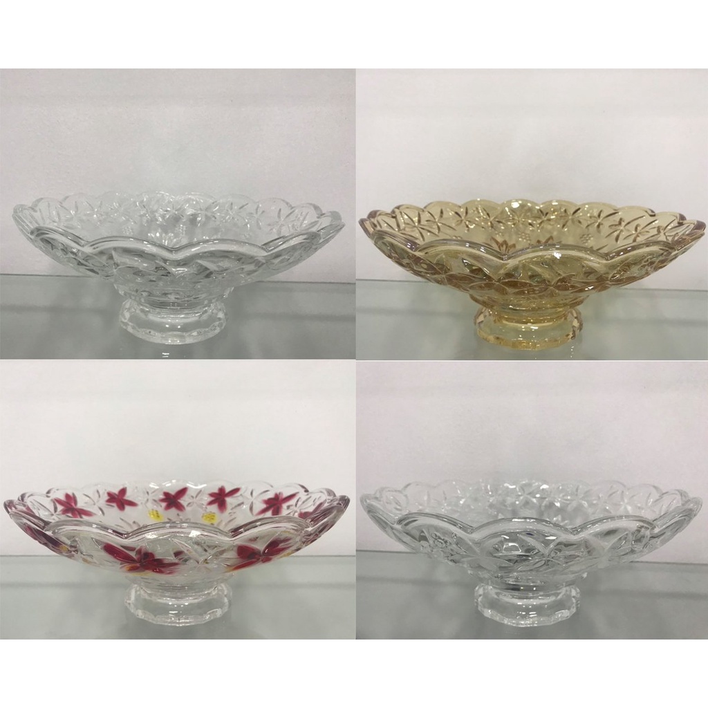 Tô trái cây lớn 30cm, dĩa đựng trái cây bánh kẹo mứt , dĩa thủy tinh có chân - Mâm bồng lan Elegant 329