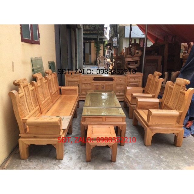 Bàn ghế Âu Á Quấn Thư gỗ Sồi Nga