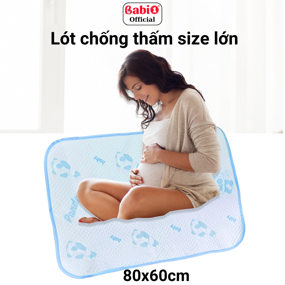 Tấm Lót Chống Thấm Babi1, Miếng Lót Sơ Sinh Chống Thấm 4 Lớp KT 80x60cm Cho Mẹ, Bé Và Người Lớn Già Bệnh Không Tự Chủ