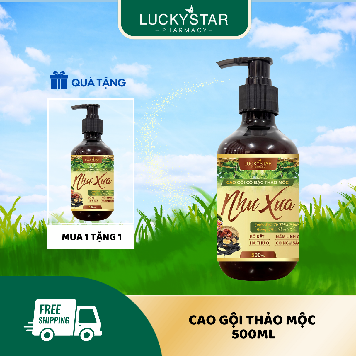 MUA 1 TẶNG 1 Cao Gội Cô Đặc Thảo Mộc Như Xưa Lucky Star