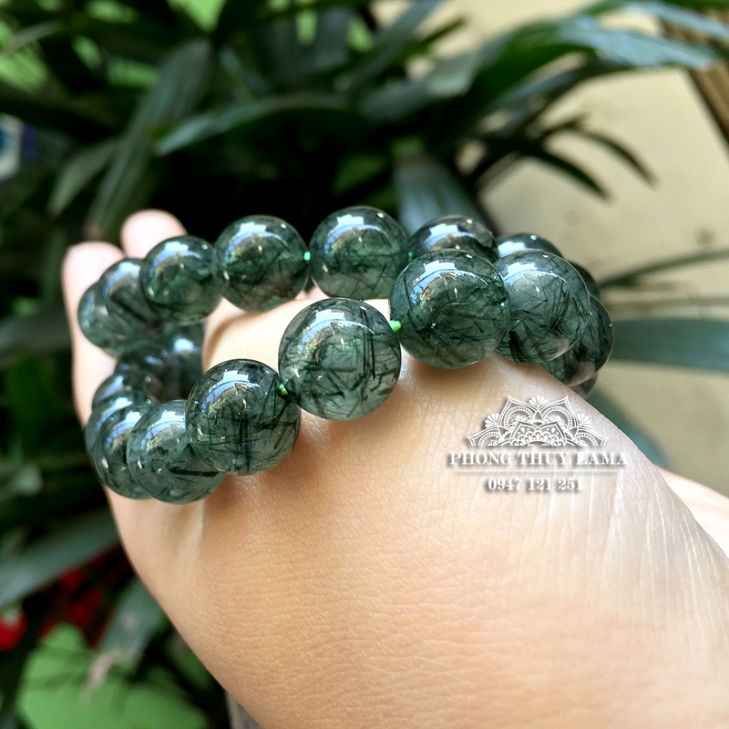 Vòng tay thạch anh tóc xanh vip 12mm