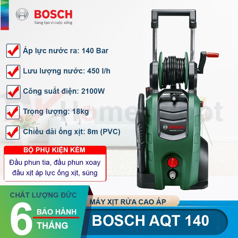 Máy phun xịt rửa áp lực cao bosch aquatak 140 2100w