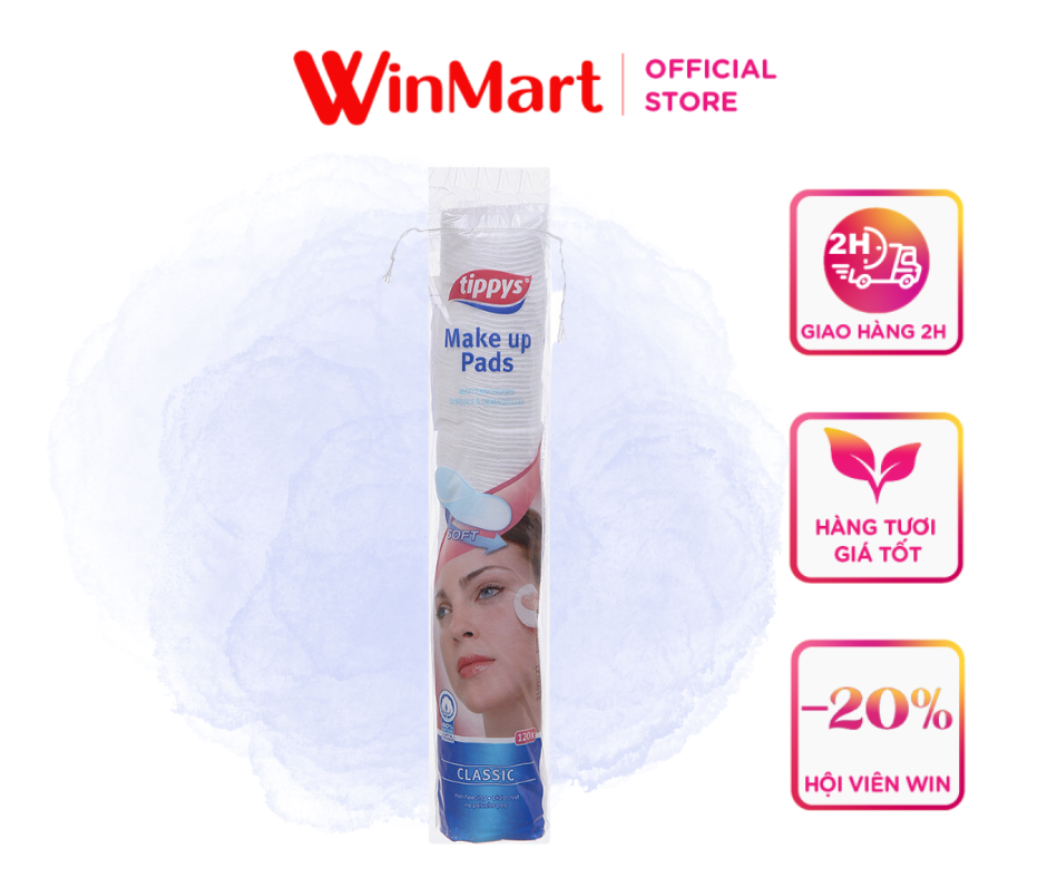 - Bông tẩy trang Tippys gói 120 miếng