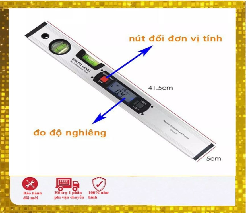 Thước Nivo,Ni vô cân bằng điện tử có nam châm dài 400mm sẵn pin - Thước đo góc cân bằng điện tử Li vô