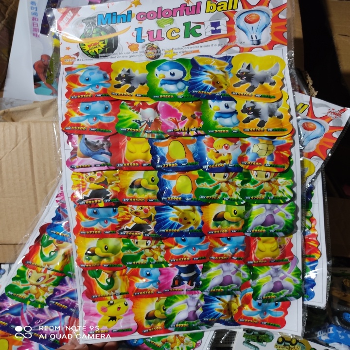 Vỉ nỗ dẫm bằng nhựa 60 quả , bom nổ pokemon