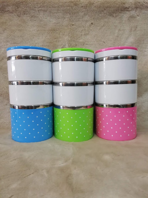 [HCM]Cà Mên Giữ Nhiệt  3 Tầng Chấm Bi Size 12cm và 14cm