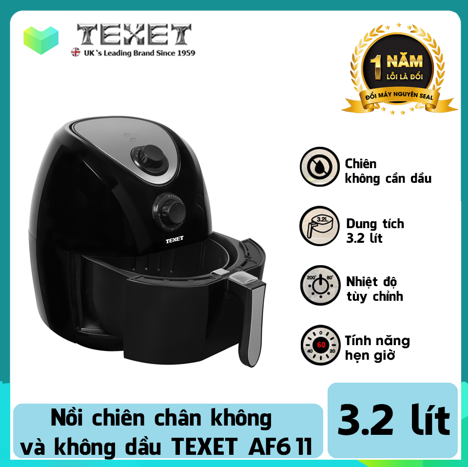 Nồi chiên chân không và không dầu 3.2lit texet af611