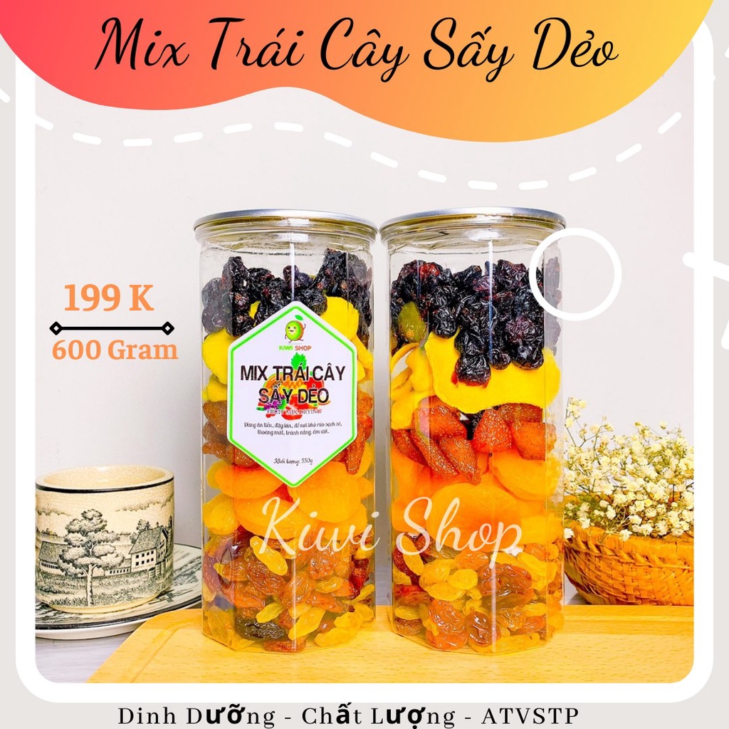 Mix trái cây 5 loại hũ 600gr