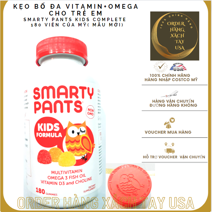 Kẹo bổ đa Vitamin+Omega cho trẻ em Smarty Pants Kids Complete Mỹ 180 viên