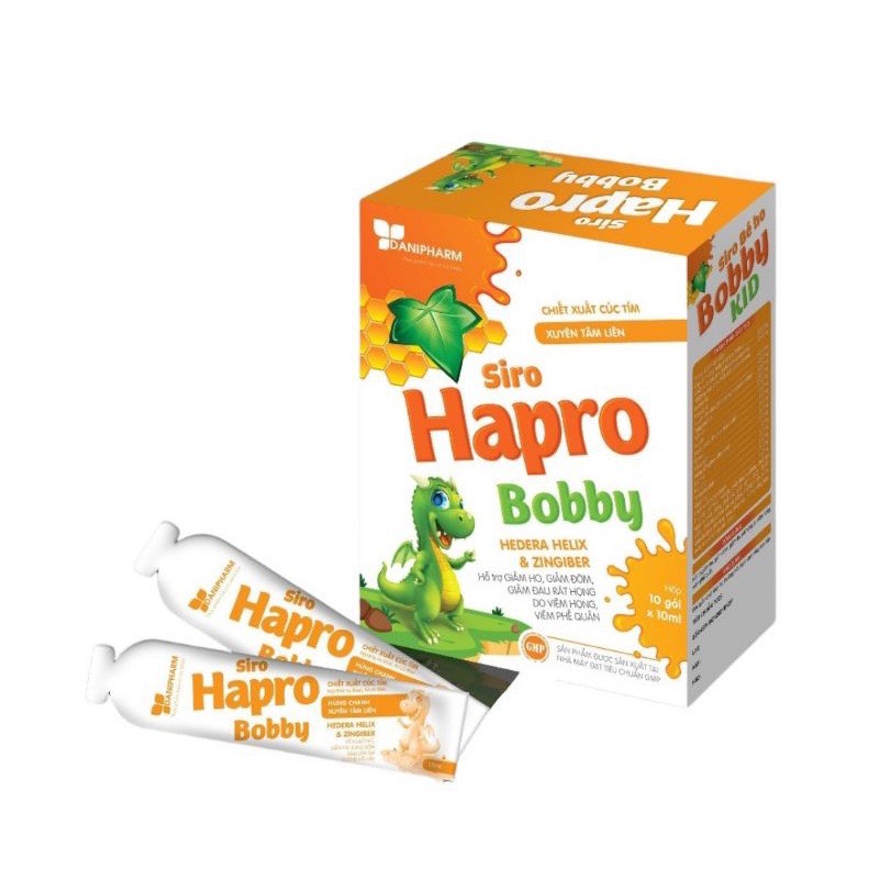 Siro hapro bobby giảm ho, giảm đờm đau rát họng viem họng, viem phế quản - hộp 20 gói x 10ml