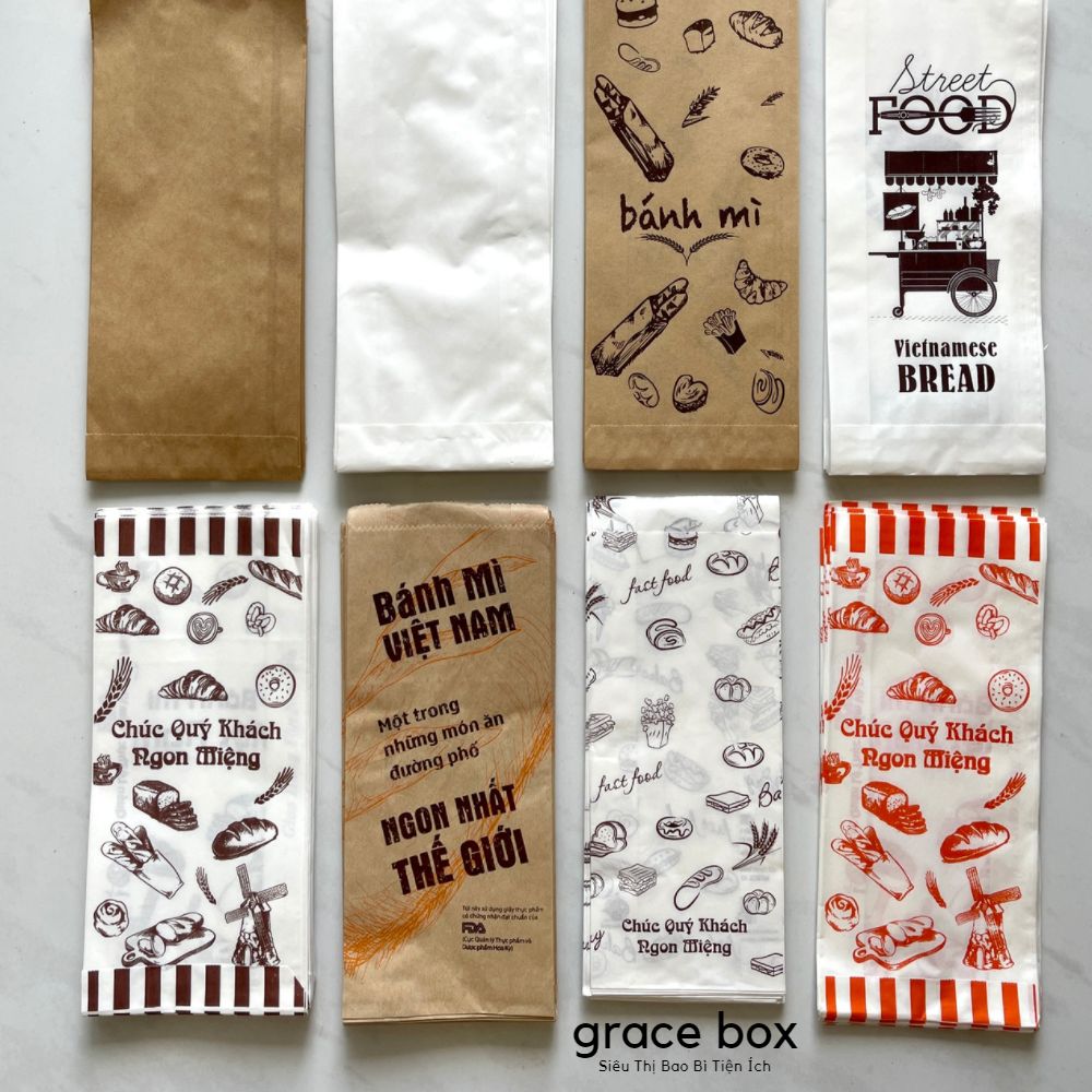 Combo 50 Túi Giấy Bánh Mì - Túi Đựng Thực Phẩm - Siêu Thị Bao Bì Grace Box