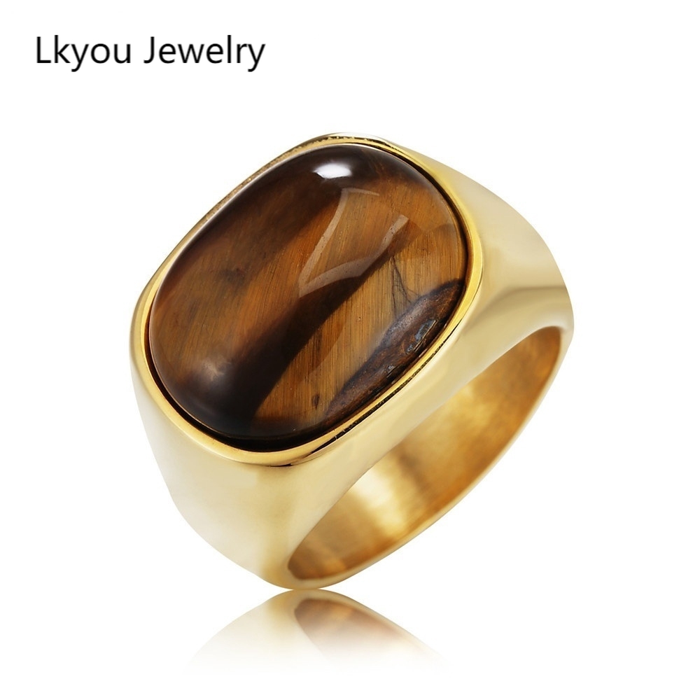 Thời Trang Thép Không Gỉ Đàn Ông Punk Cat Eye Opal Nhẫn Đính Hôn Trang Sức
