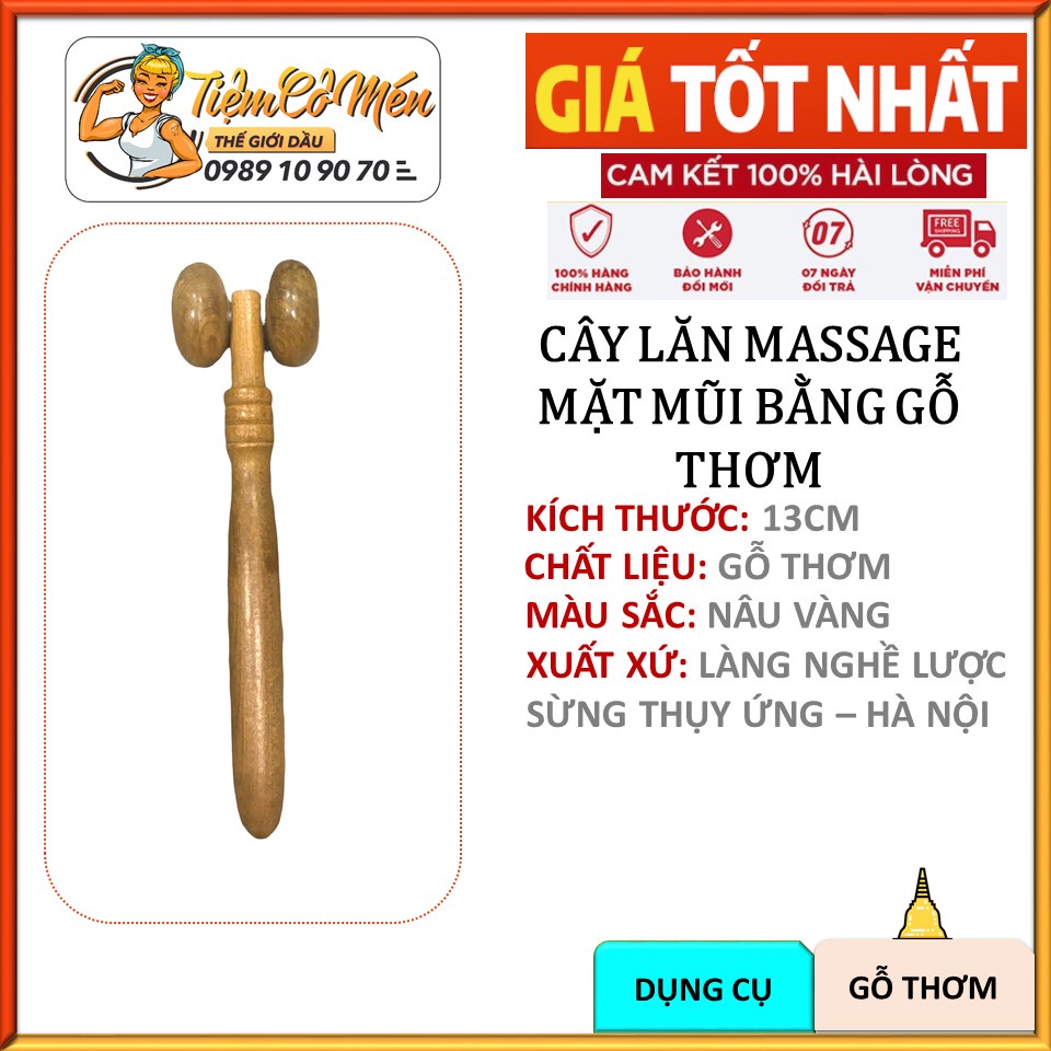 Cây Lăn Mát xa Mặt Mũi Bằng Gỗ thơm - kích thích các huyệt đạo