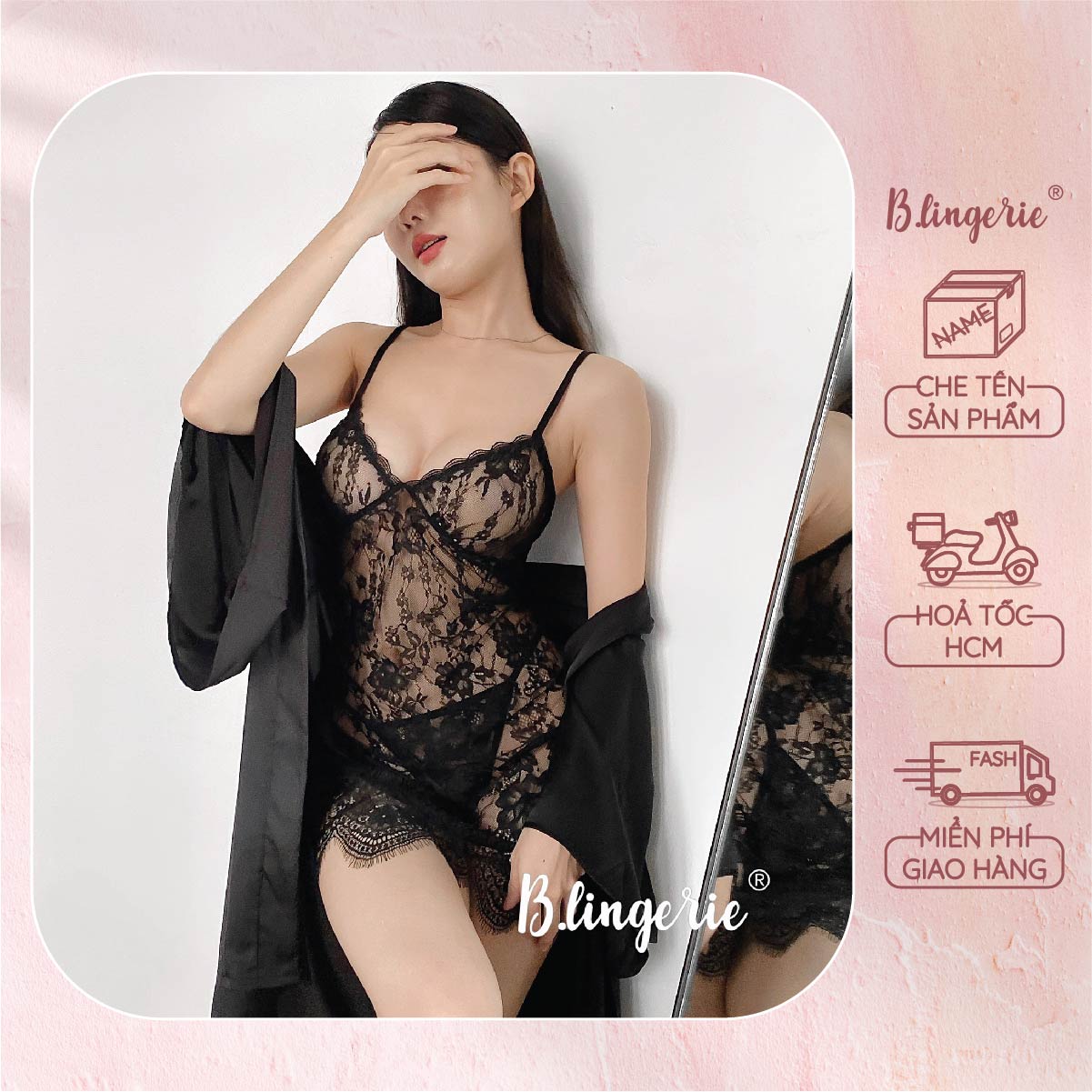 Váy Ngủ Ren Hoa Văn Sexy - B.Lingerie