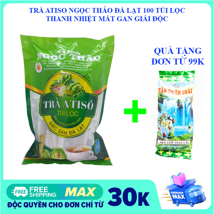 [FREESHIP 10K CHO ĐƠN 49K] Gói Trà Atiso túi lọc Ngọc Thảo Đà Lạt 100 túi loại đặc biệt trà thanh nhiệt giải độc gan đẹp da mặt