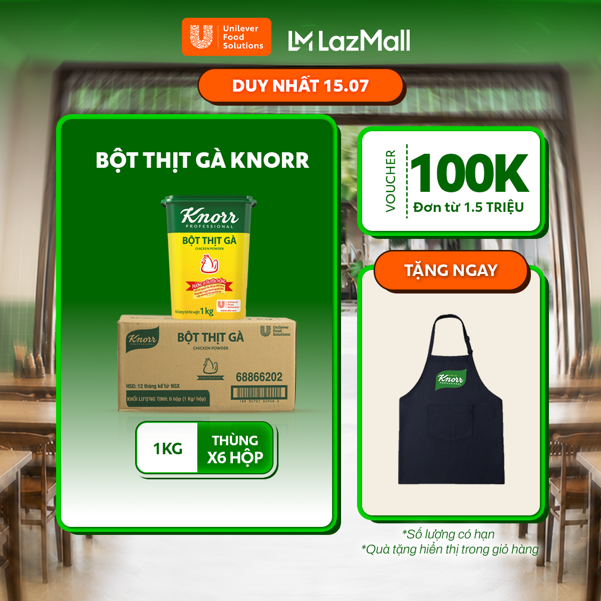 Thùng 6 Hộp Bột Thịt Gà Knorr Professional 1kg - Chuyên Dùng Cho Nấu Ăn